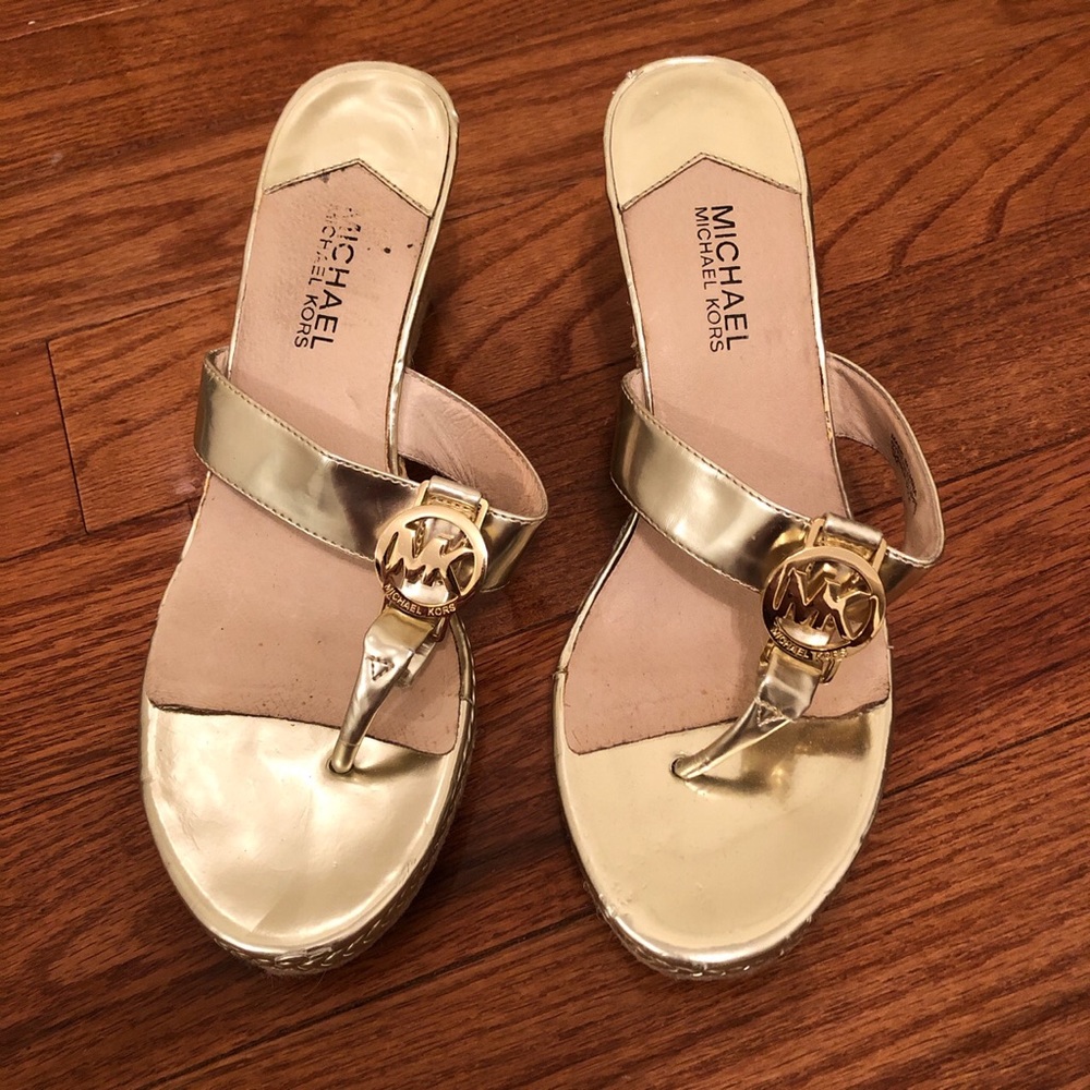 Gold Michael Kors wedges